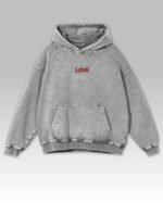 Bluza oversize z kapturem <br>Haft LOVE <br>Efekt sprania